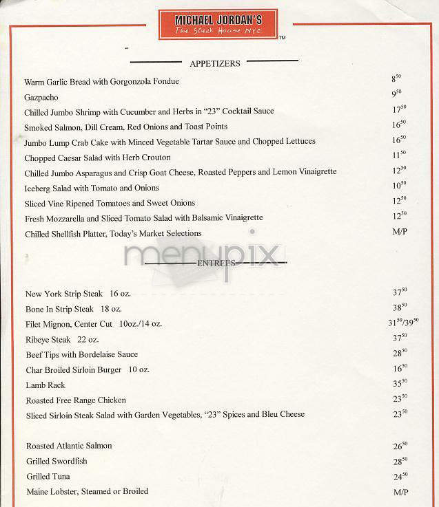 Michael Jordan's Steak House - New York, NY menu_pic