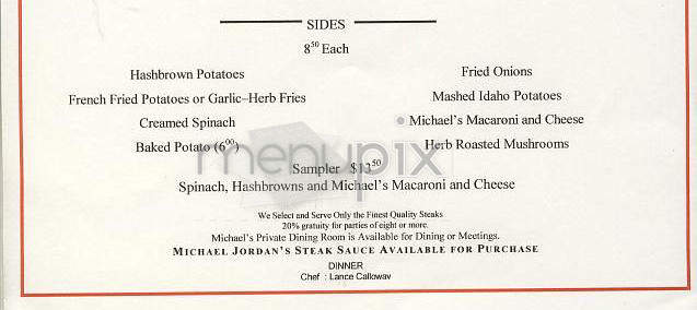 Michael Jordan's Steak House - New York, NY menu_pic