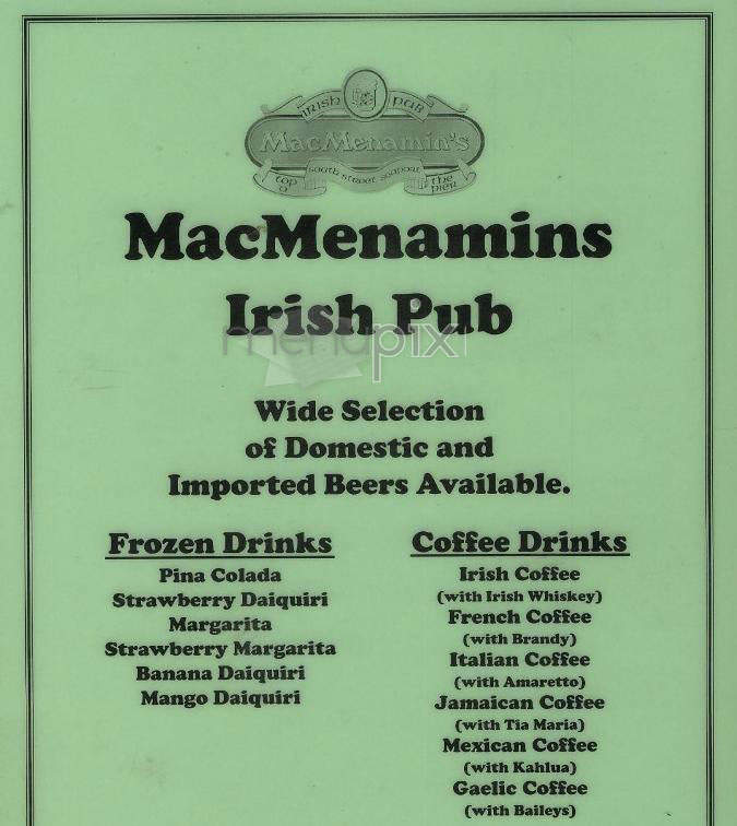 MacMenamins Irish Pub - New York, NY menu_pic