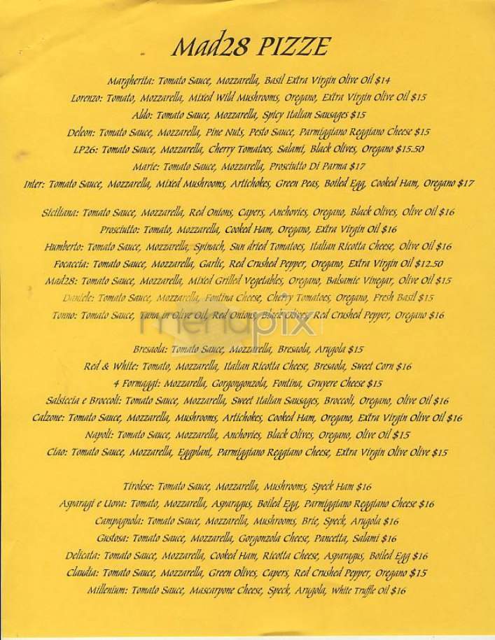 Mad 28 - New York, NY menu_pic
