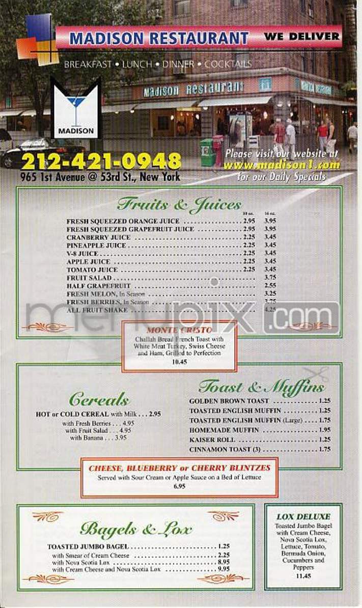 Madison - New York, NY menu_pic