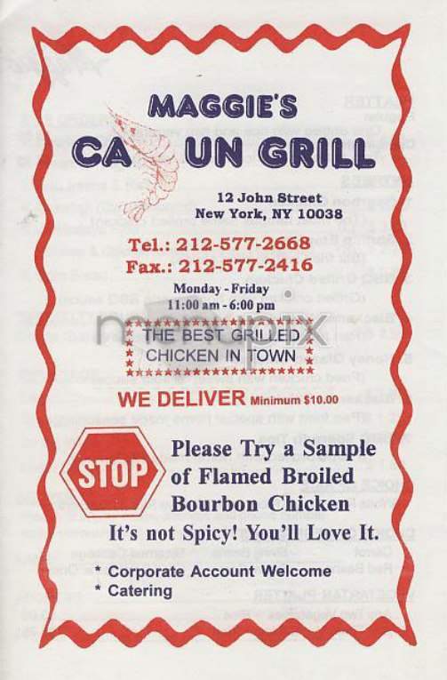 Maggie's Cajun - New York, NY menu_pic