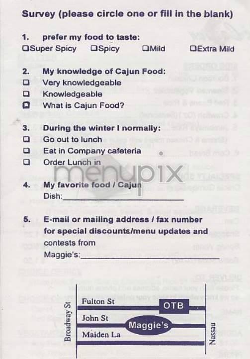 Maggie's Cajun - New York, NY menu_pic