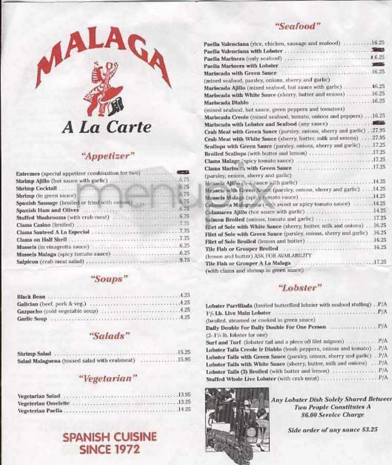 Malaga - New York, NY menu_pic