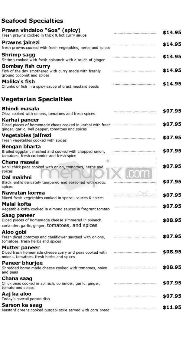 Malika - New York, NY menu_pic