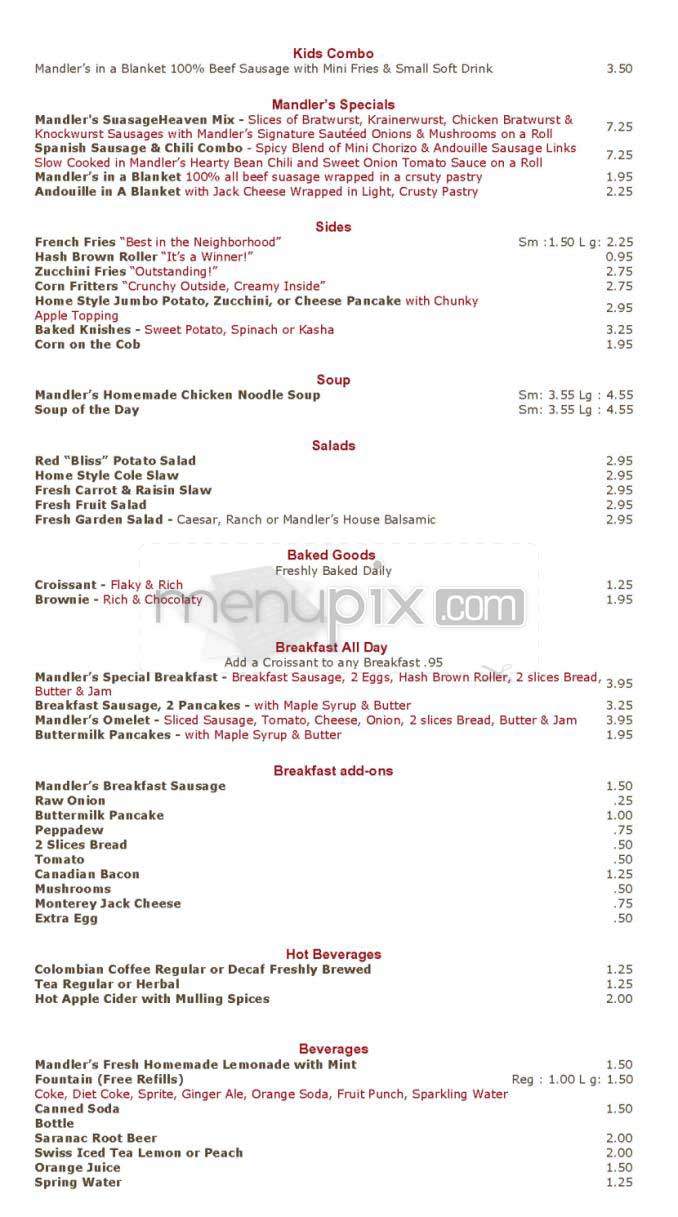 Mandeler's - New York, NY menu_pic