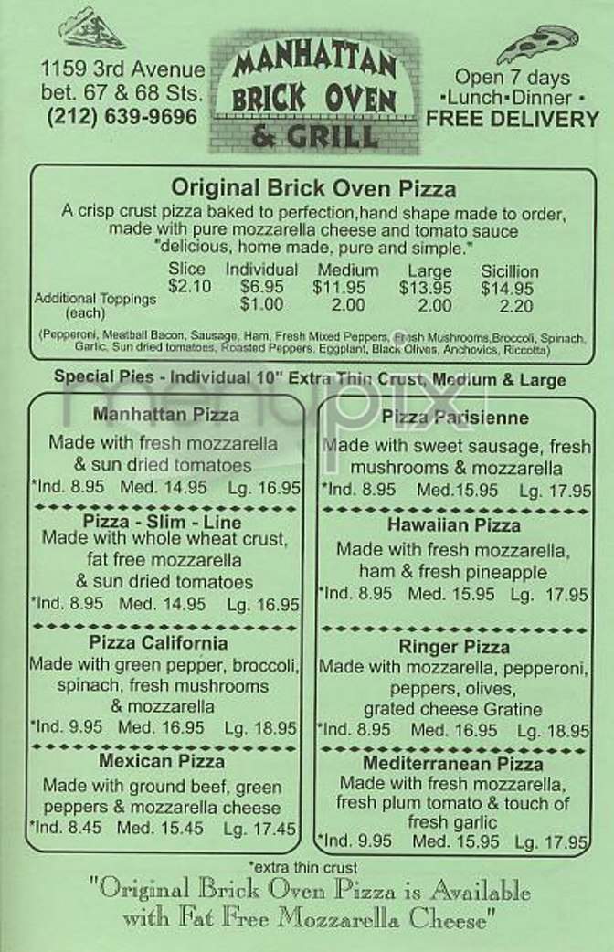 Manhattan Brick Oven & Grill - New York, NY menu_pic