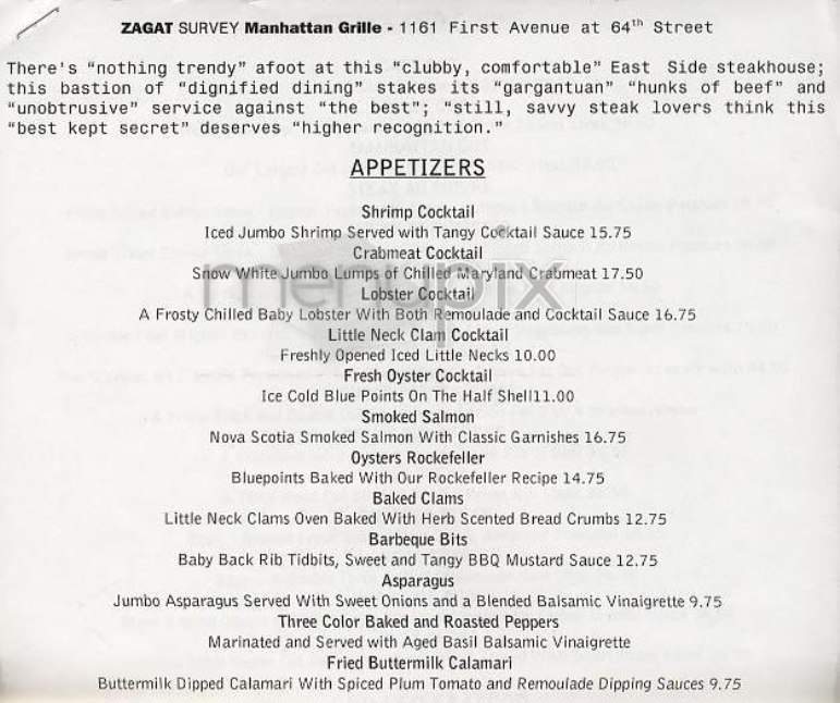 Manhattan Grille - New York, NY menu_pic