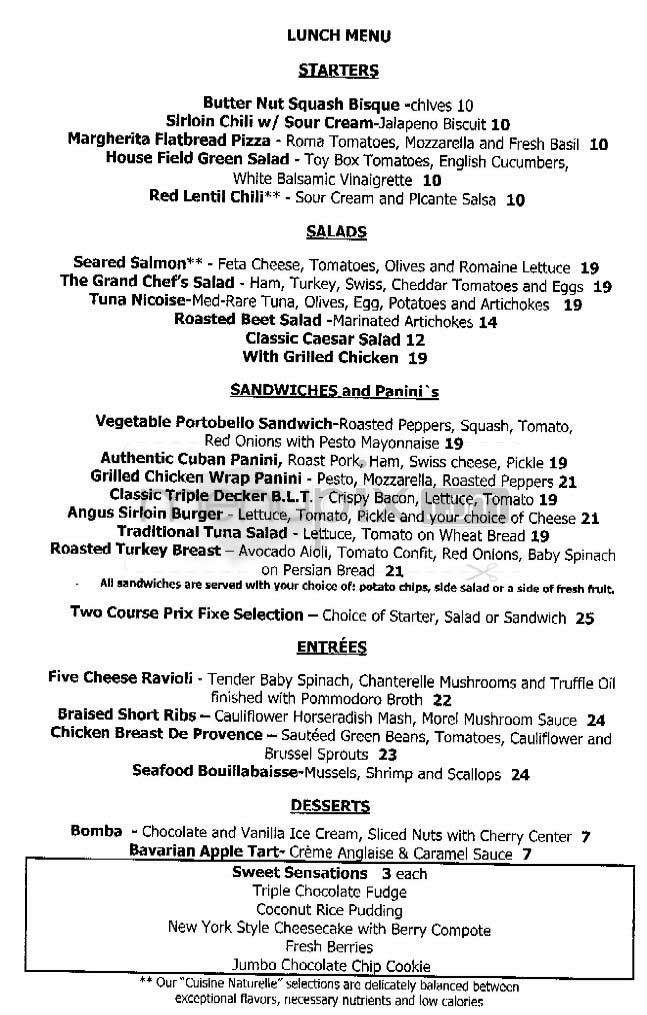 Manhattan Sky (Hyatt Hotel) - New York, NY menu_pic