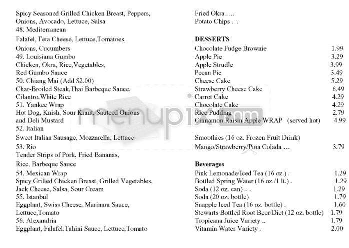 Manhattan Wraps - New York, NY menu_pic