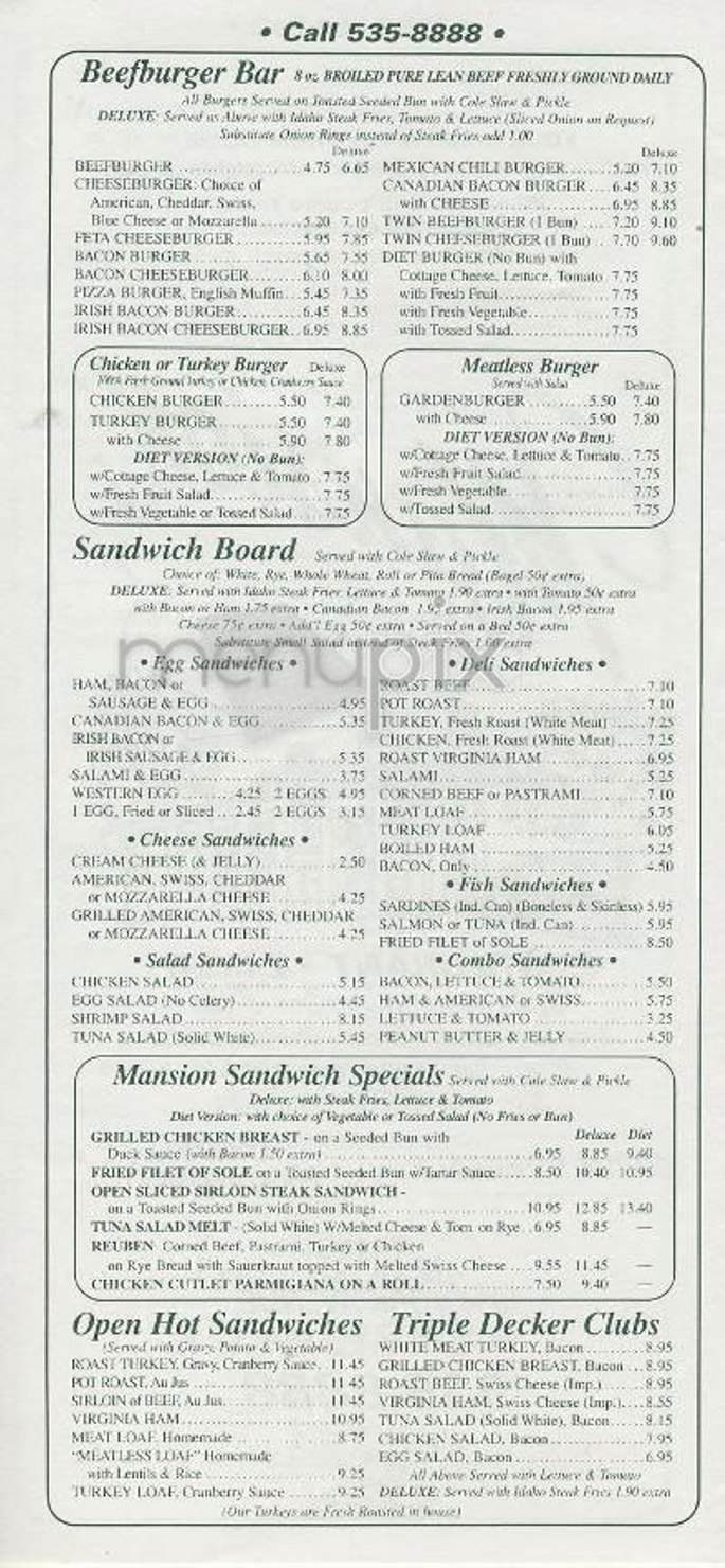 Mansion - New York, NY menu_pic