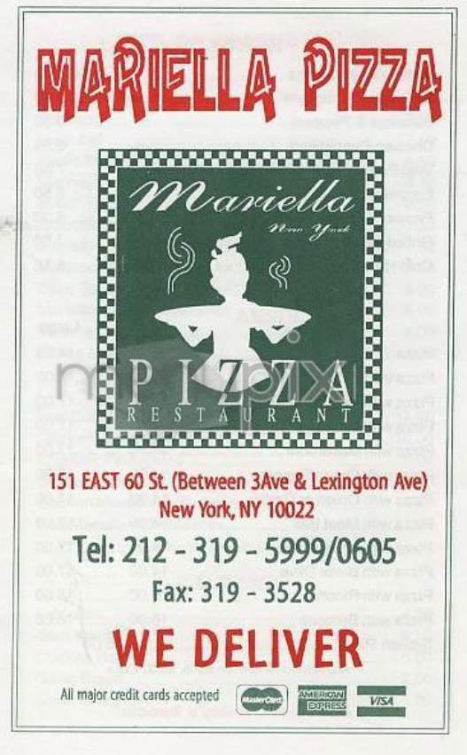 Mariella Pizza - New York, NY menu_pic