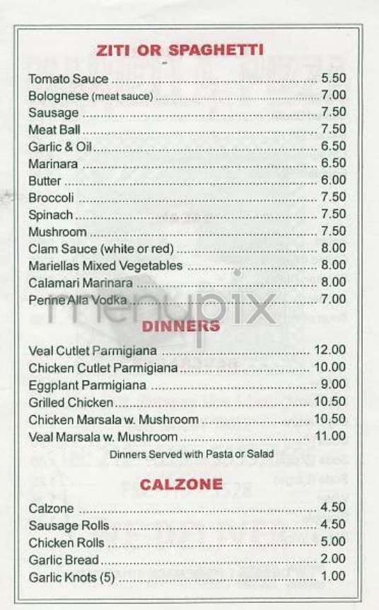 Mariella Pizza - New York, NY menu_pic
