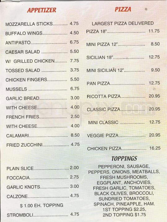 Mario's Classic Pizza - Hoboken, NJ menu_pic