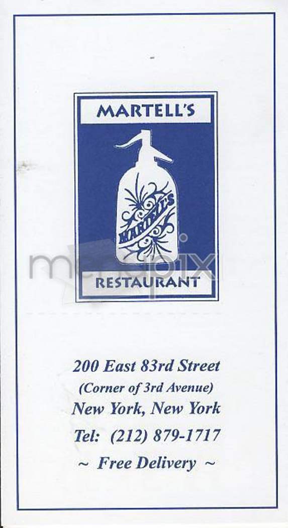 Martell's - New York, NY menu_pic