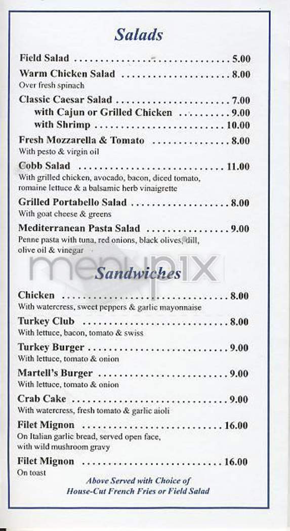 Martell's - New York, NY menu_pic