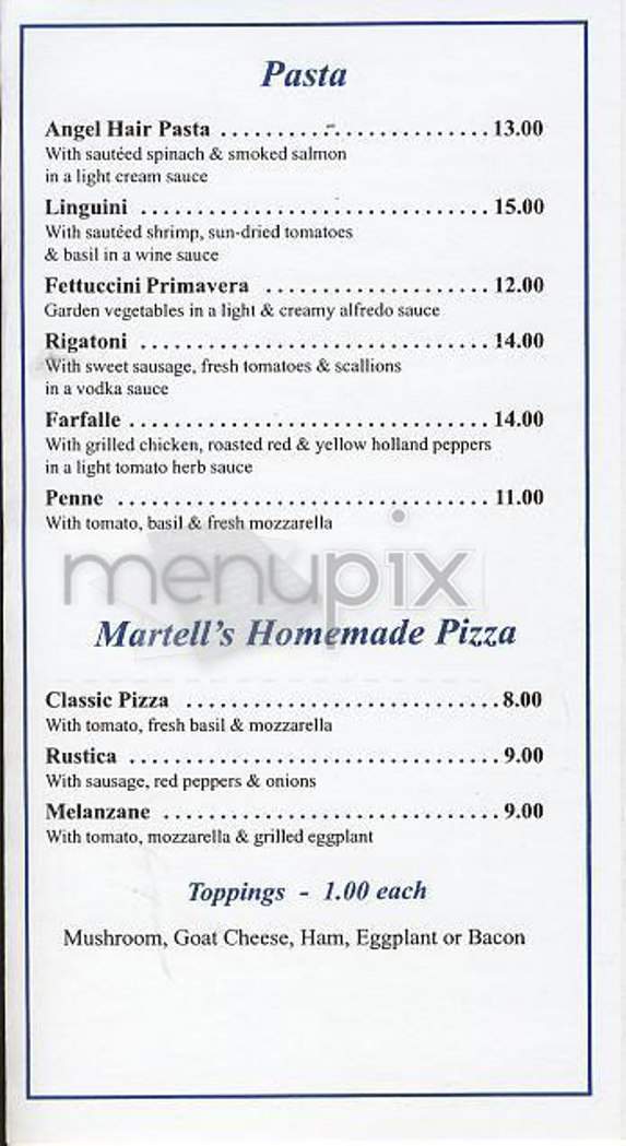 Martell's - New York, NY menu_pic