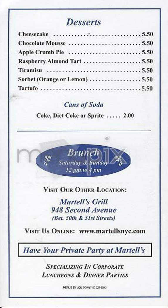 Martell's - New York, NY menu_pic