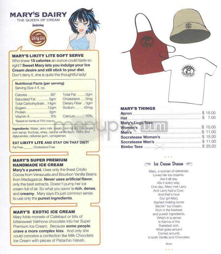 Mary's Dairy - New York, NY menu_pic
