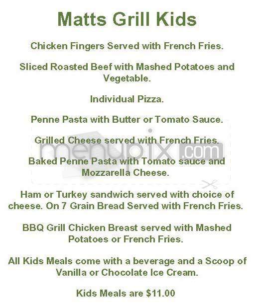 Matt's Grill - New York, NY menu_pic