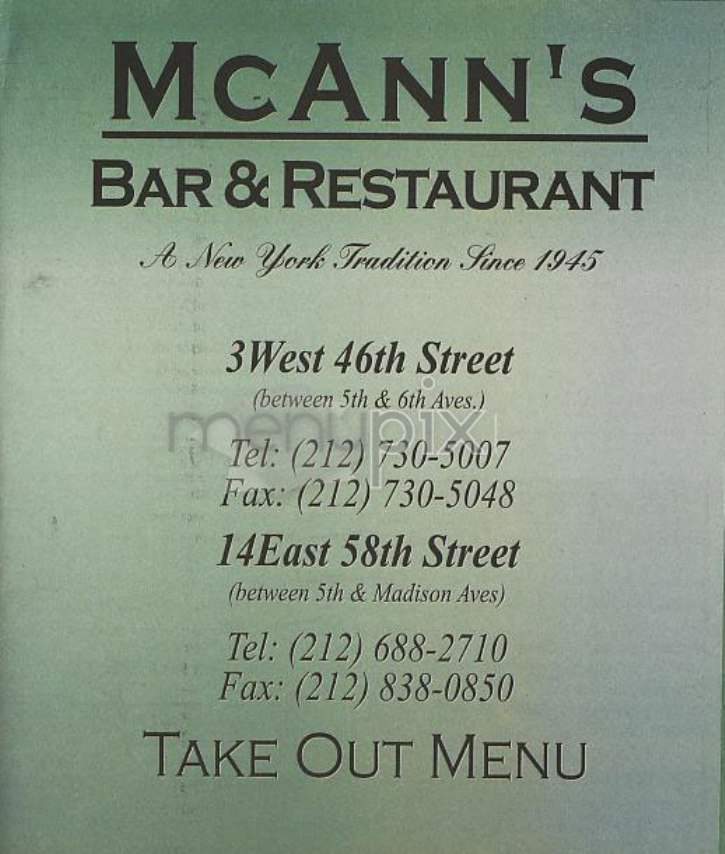 McAnn's - New York, NY menu_pic