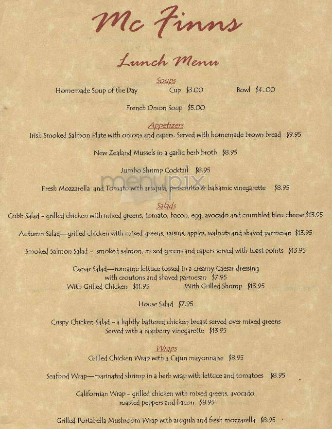 McFinn's Pub - New York, NY menu_pic