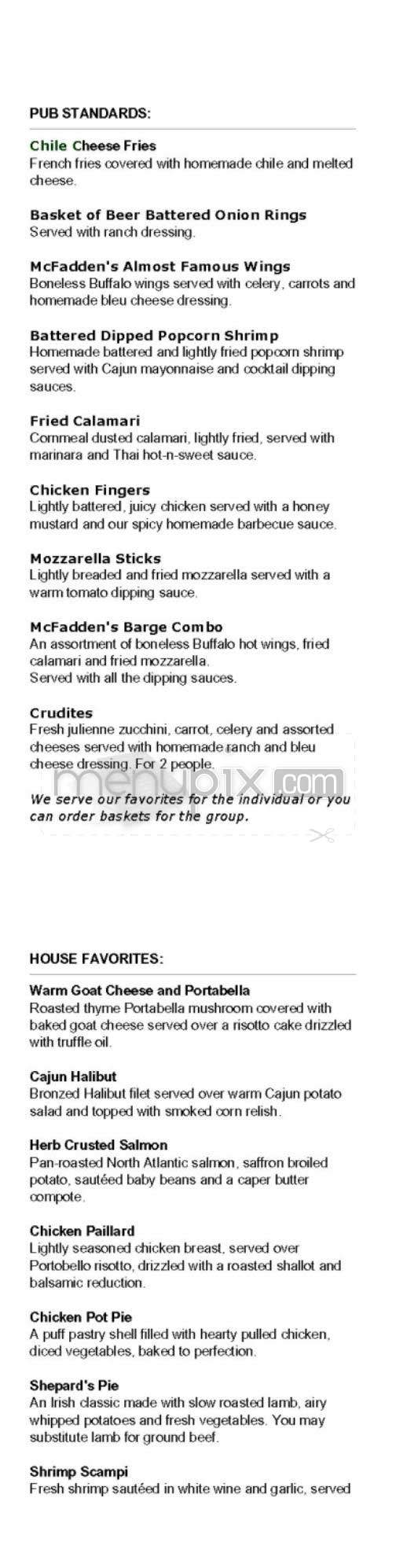 McFadden's - New York, NY menu_pic