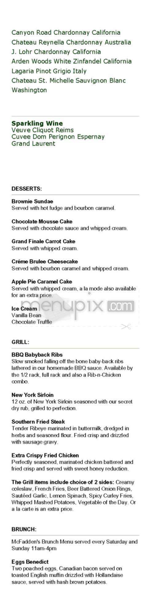 McFadden's - New York, NY menu_pic