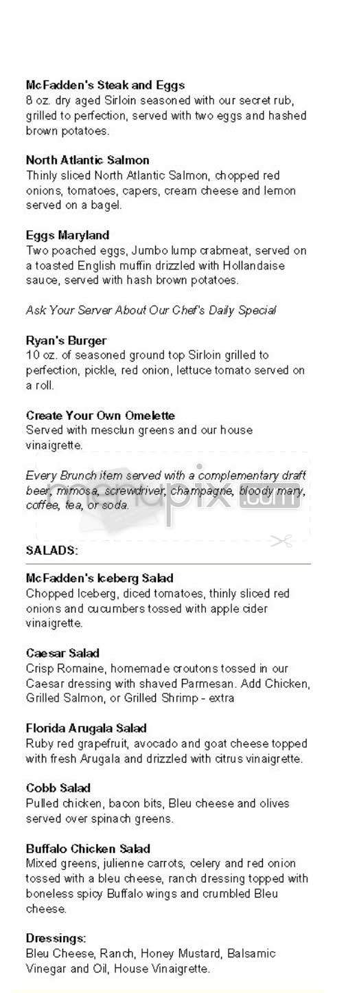 McFadden's - New York, NY menu_pic