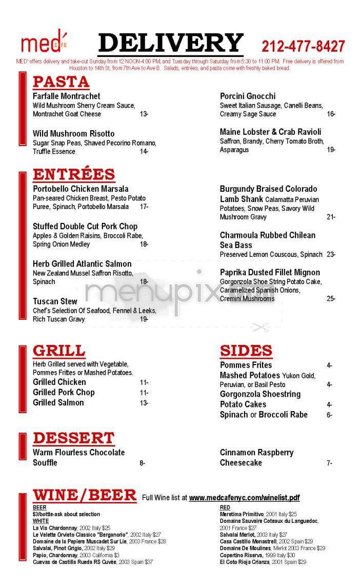 Med Cafe - New York, NY menu_pic