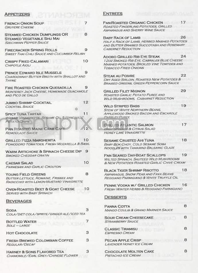 Merchants NY - New York, NY menu_pic
