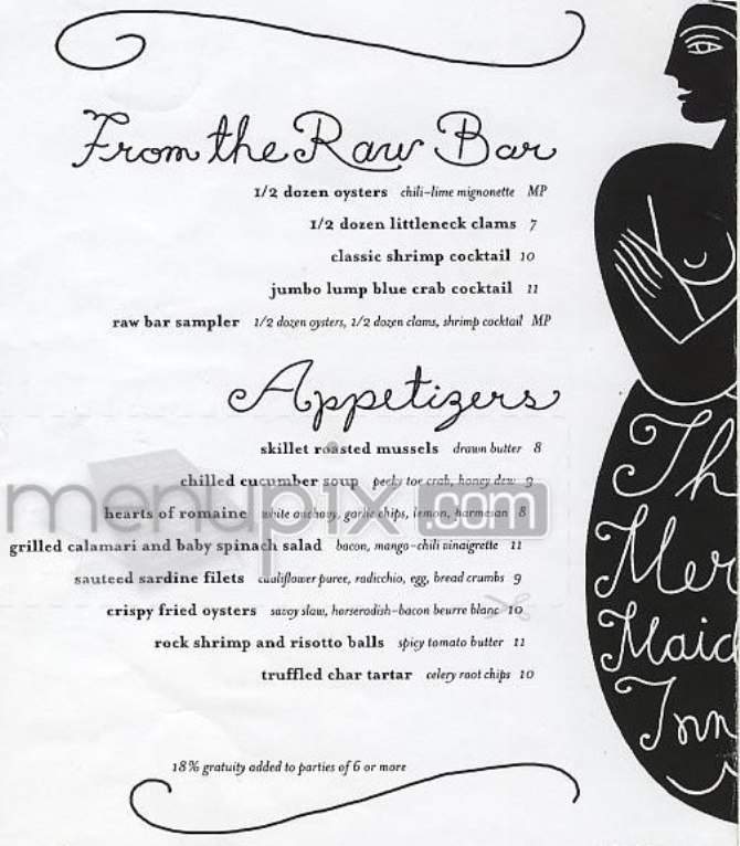 Mermaid Inn - New York, NY menu_pic