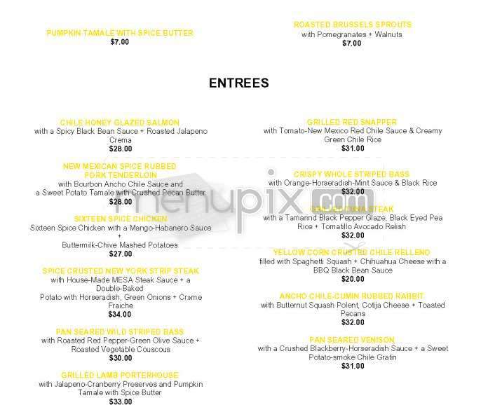 Mesa Grill - New York, NY menu_pic