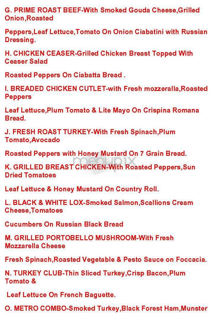 19 Metro - New York, NY menu_pic