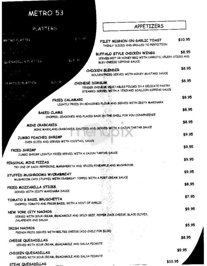 Metro 53 - New York, NY menu_pic