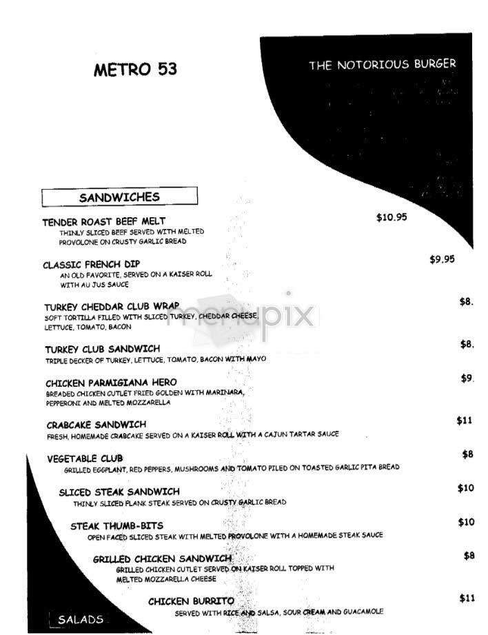 Metro 53 - New York, NY menu_pic