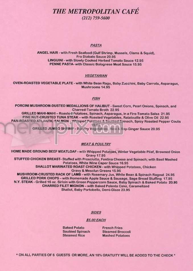 Metropolitan Cafe - New York, NY menu_pic