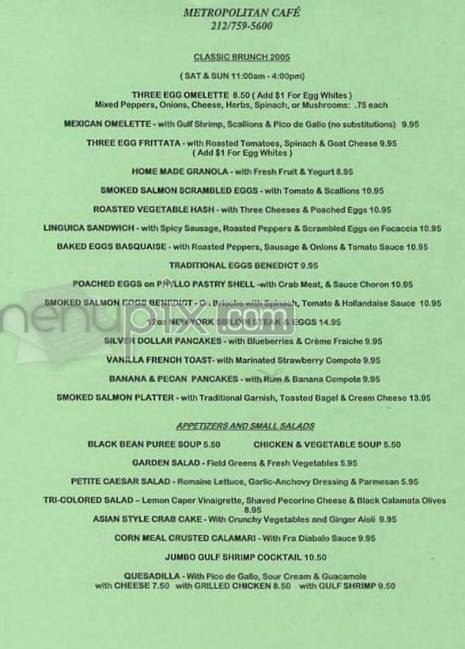 Metropolitan Cafe - New York, NY menu_pic