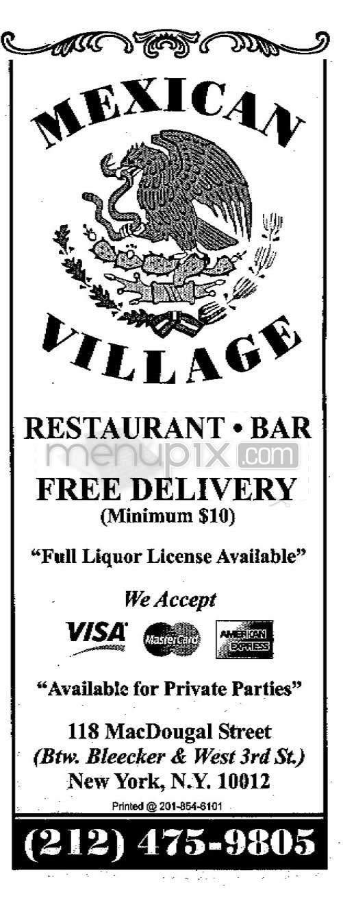 Mexican Village - New York, NY menu_pic