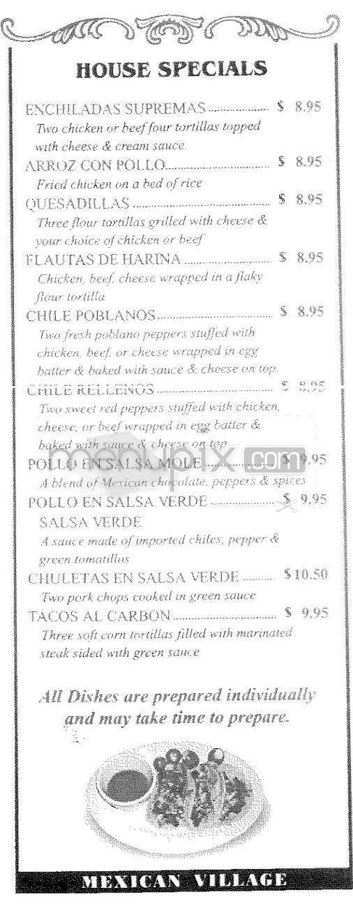 Mexican Village - New York, NY menu_pic