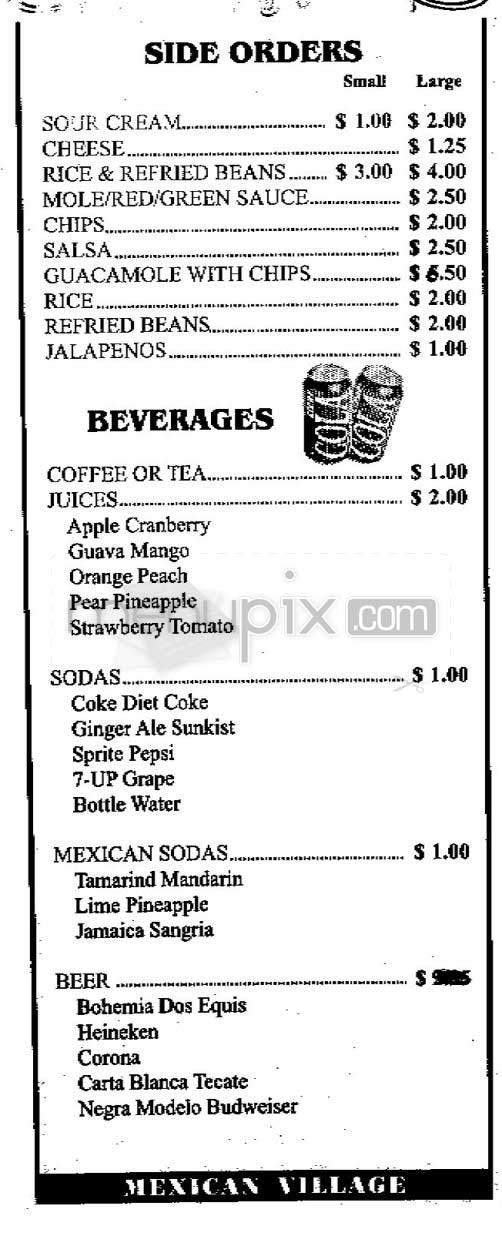 Mexican Village - New York, NY menu_pic