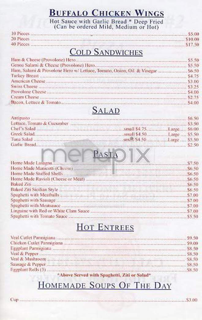 Michelangelo's Pizza #2 - New York, NY menu_pic