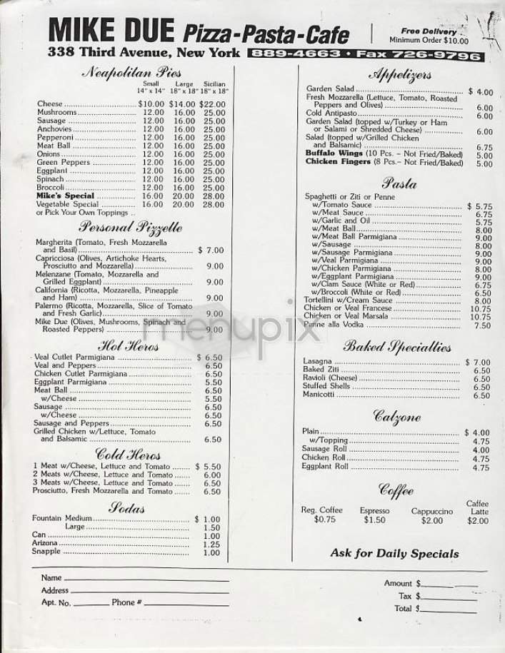 Mike Due - New York, NY menu_pic