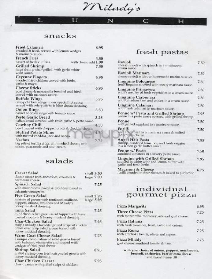 Milady's - New York, NY menu_pic