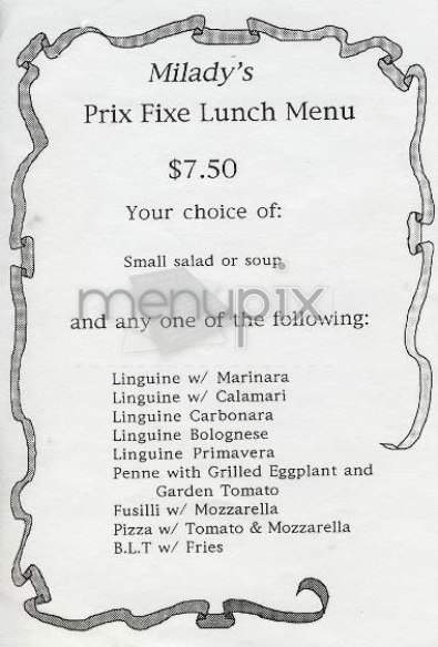 Milady's - New York, NY menu_pic