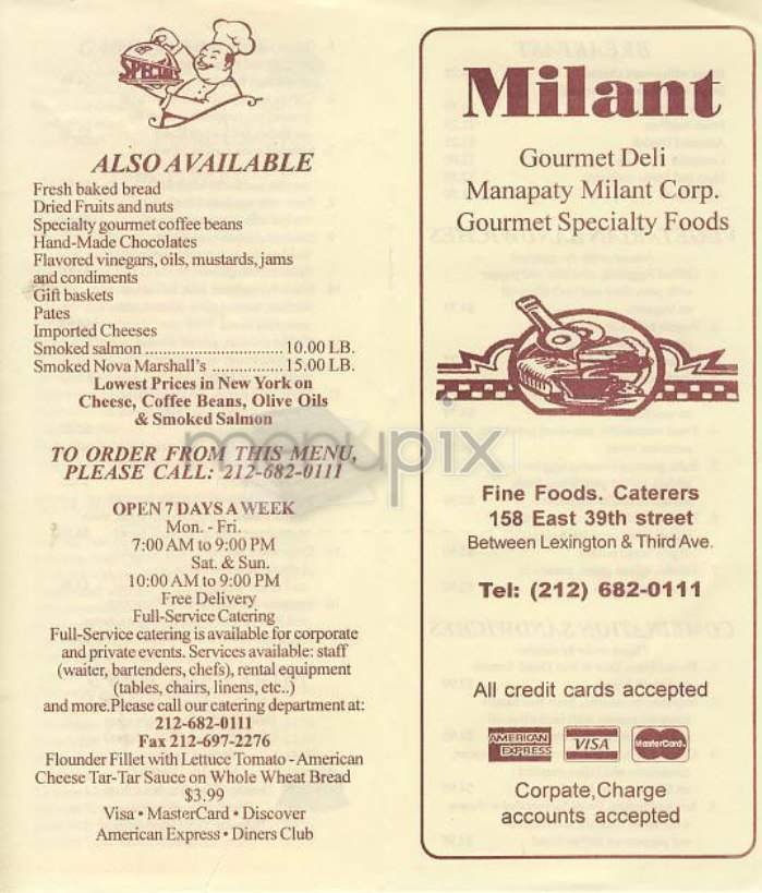 Milant - New York, NY menu_pic