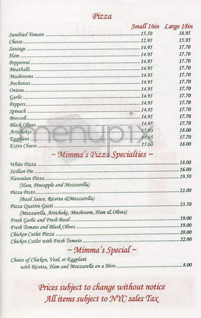 /302085/Mimmas-Pizza-and-Pasta-New-York-NY - New York, NY