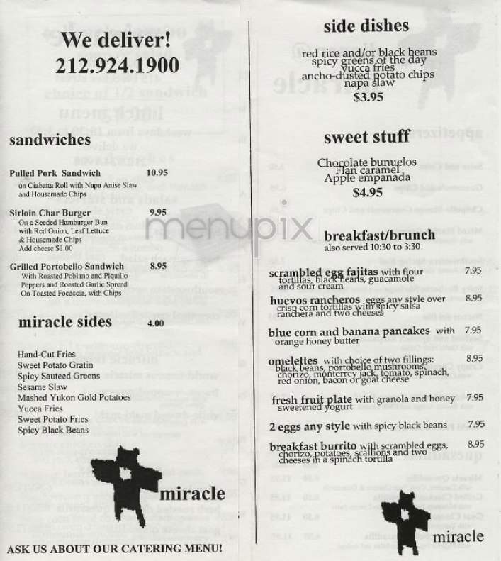 Miracle Bar & Grill - New York, NY menu_pic