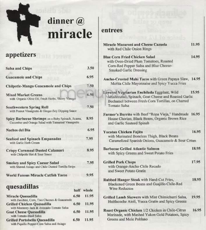 Miracle Bar & Grill - New York, NY menu_pic