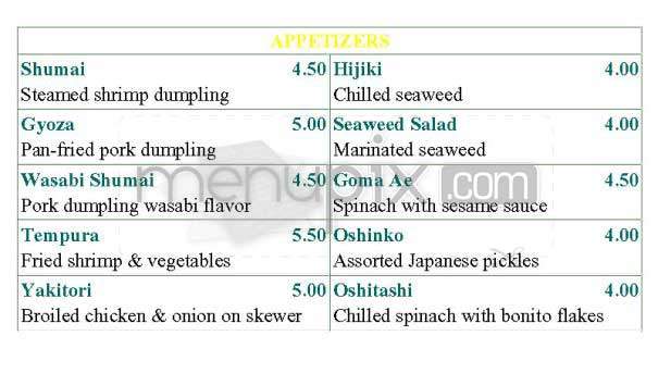 Mishima - New York, NY menu_pic